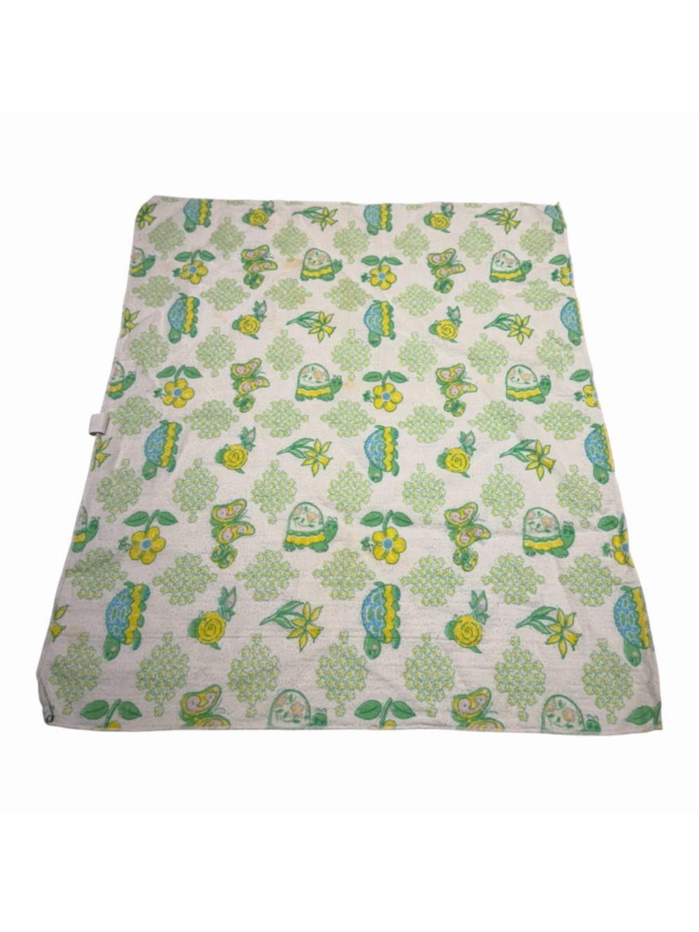 VTG Riegel Baby Security Blanket 23x27‎ Cotton Turtle Butterfly Floral USA READ